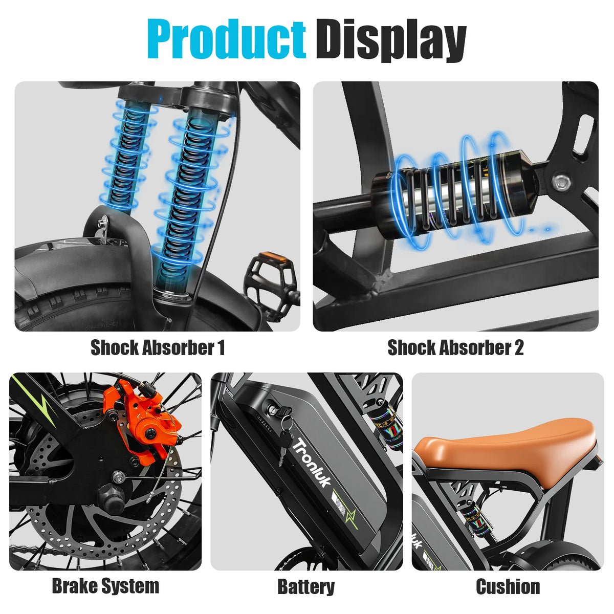 GT600 1000W Peak Fat Tire Electric Mountain Bike UL Certified