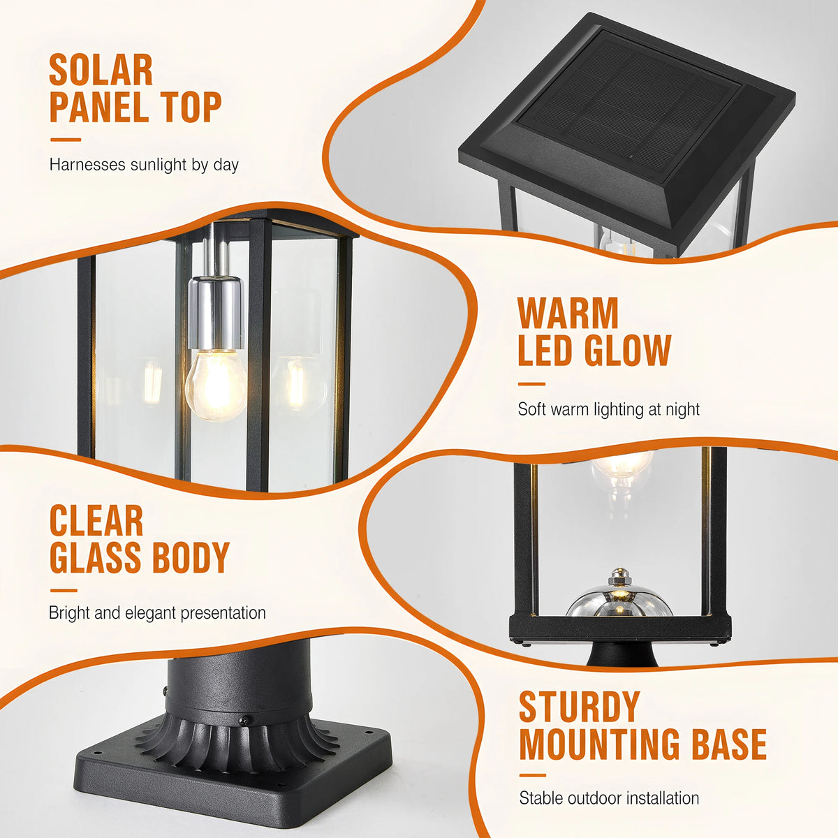 ARLGSITE Solar Post Light With Dusk To Dawn LED Fixture