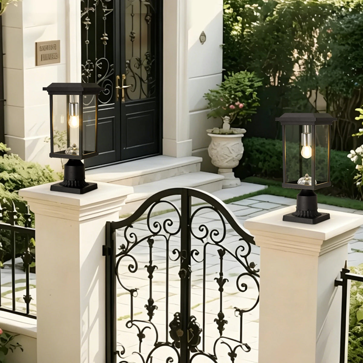 ARLGSITE Solar Post Light With Dusk To Dawn LED Fixture