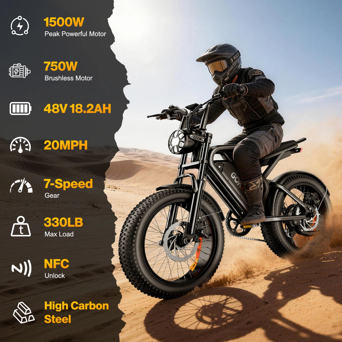 Adult Off Road Electric Fat Tire Mountain Bike 1500W 48V