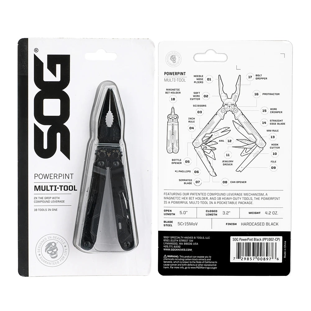 SOG PowerPint 18 In 1 Stainless Steel Mini Multi Tool