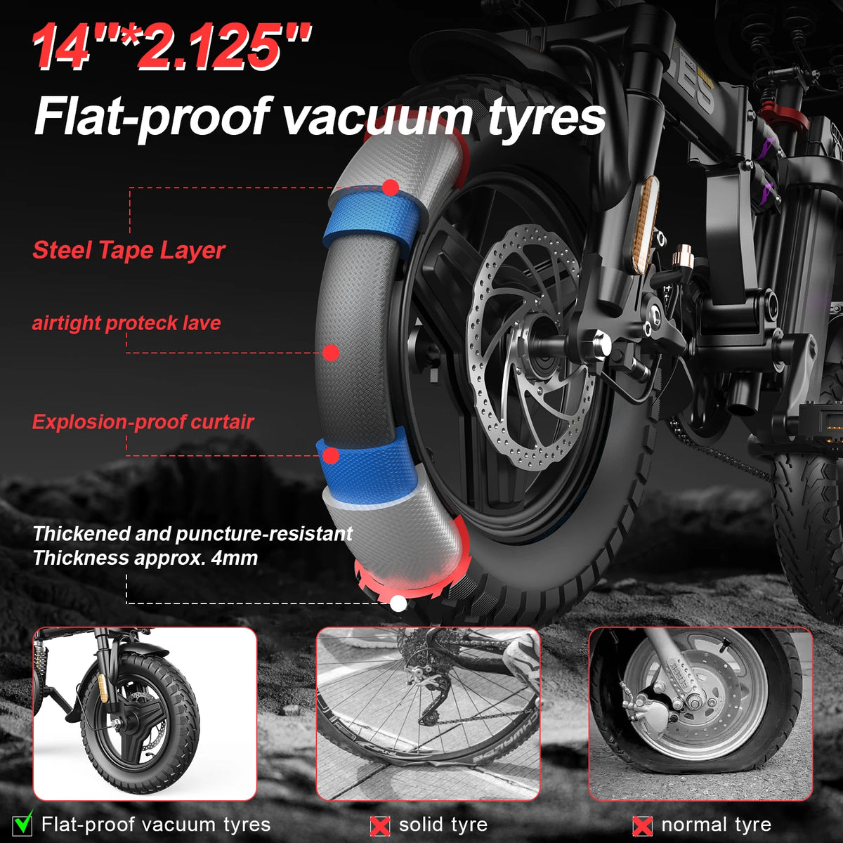 UPlee GE5 Folding Electric Bike With Long Range Battery