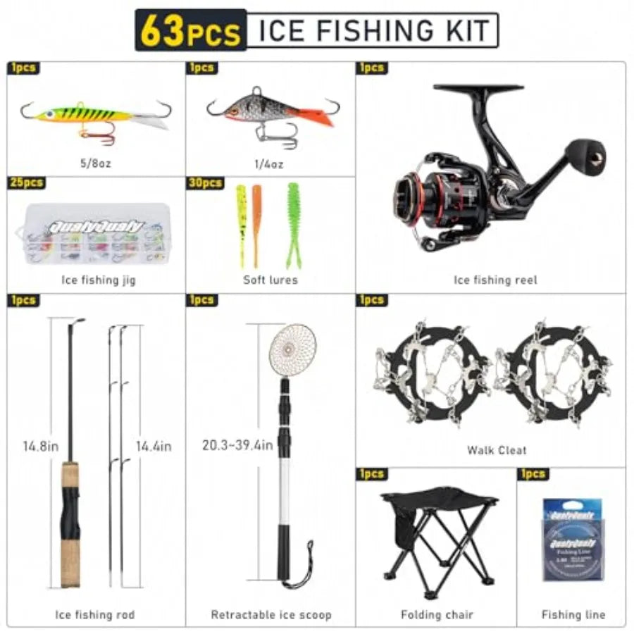 Portable Ice Fishing Rod And Reel Combo With Essential Accessories