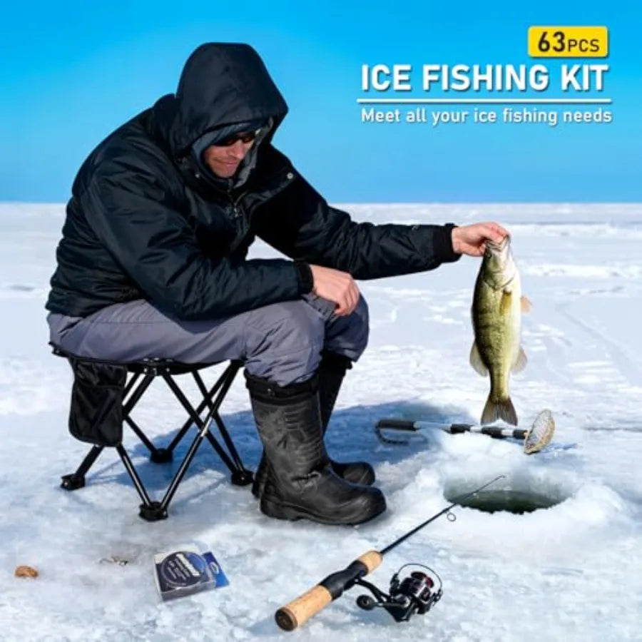 Portable Ice Fishing Rod And Reel Combo With Essential Accessories