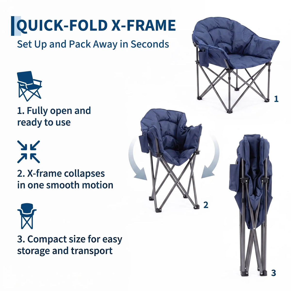 HiMISS Heated High Back Camping Chair With Cup Holder