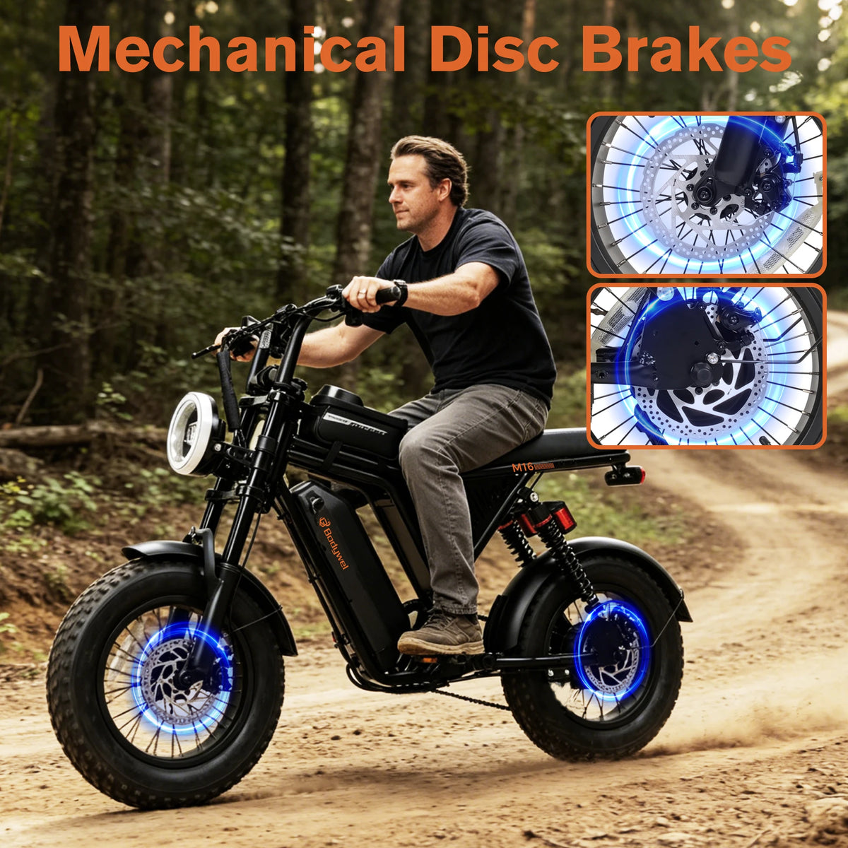 Bodywel M16 Fat Tire Off Road Electric Bike Removable Battery
