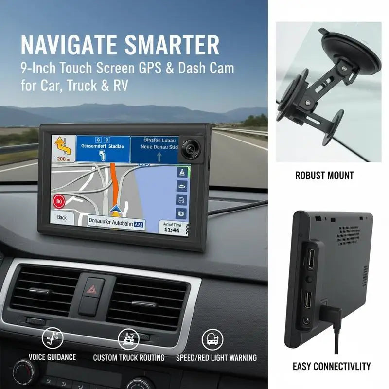 Car GPS Navigation System With Dash Cam And Voice Guidance
