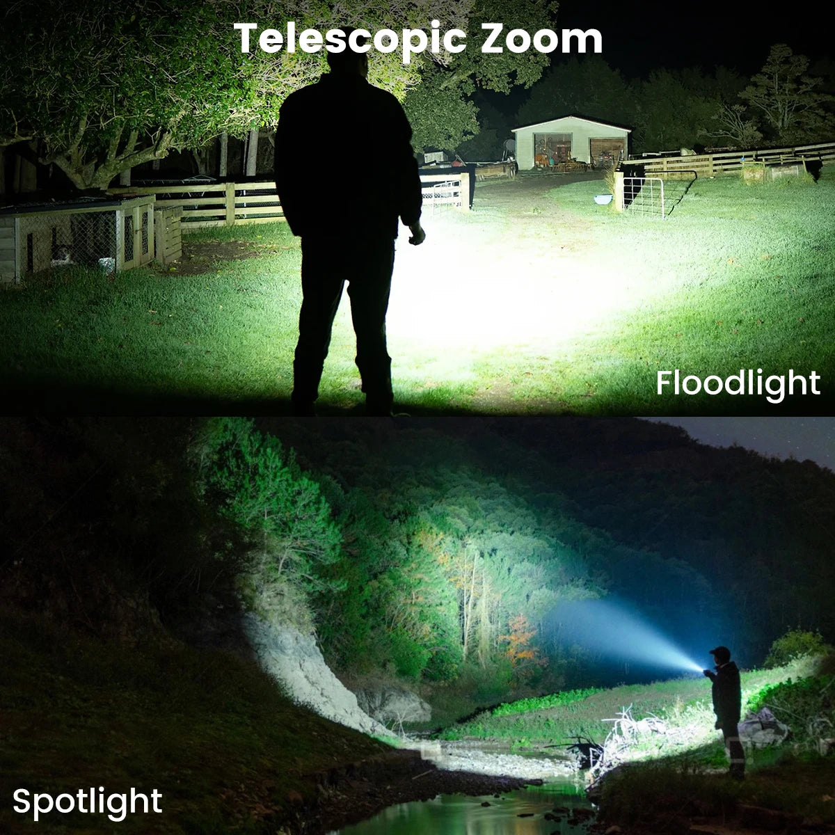 Rechargeable XHP90 LED Flashlight With Zoom And COB Side Lamp