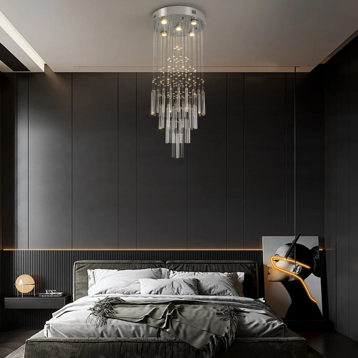 GreeLustr Crystal Ceiling Chandelier Pendant Light Fixture For Living Rooms