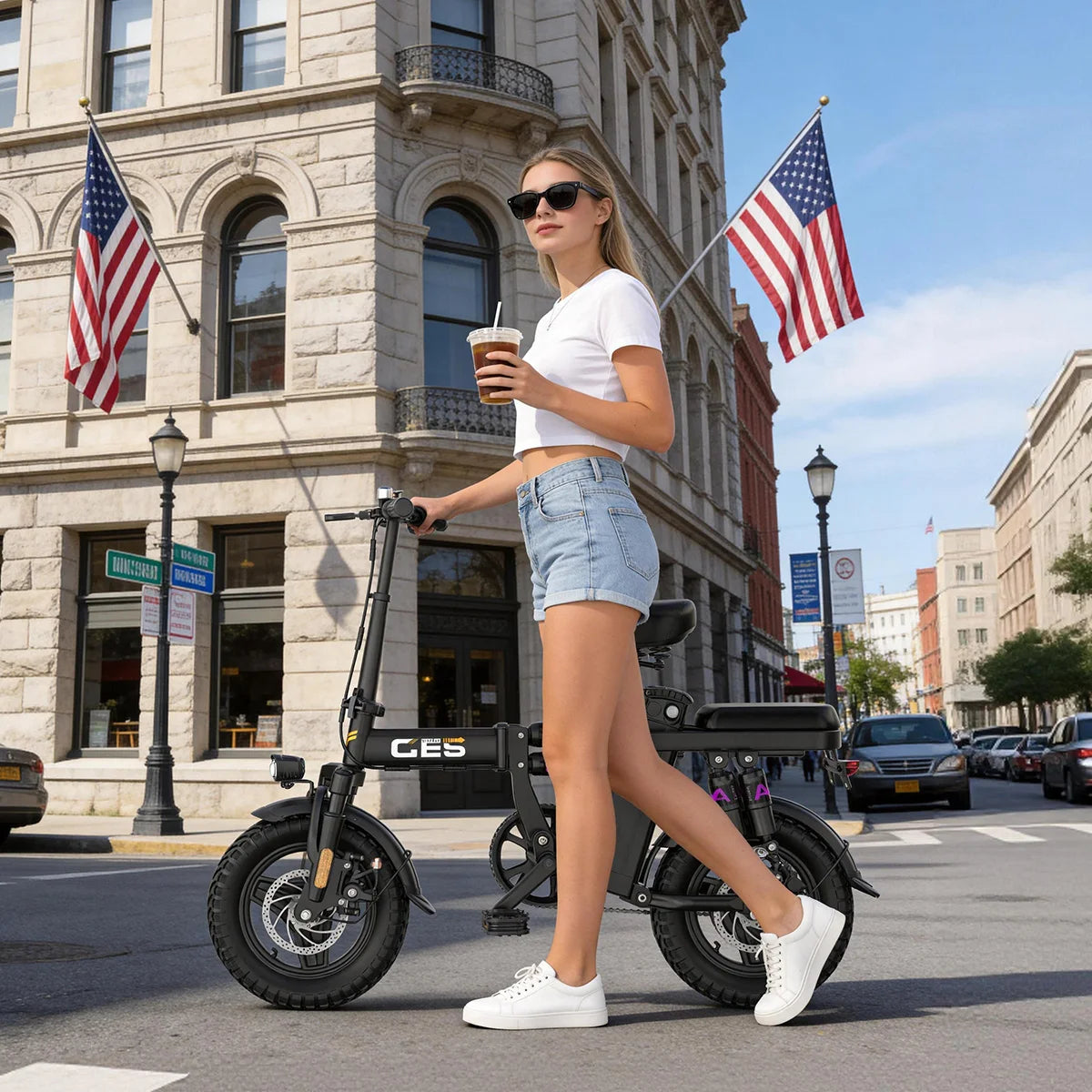 UPlee GE5 Folding Electric Bike With Long Range Battery