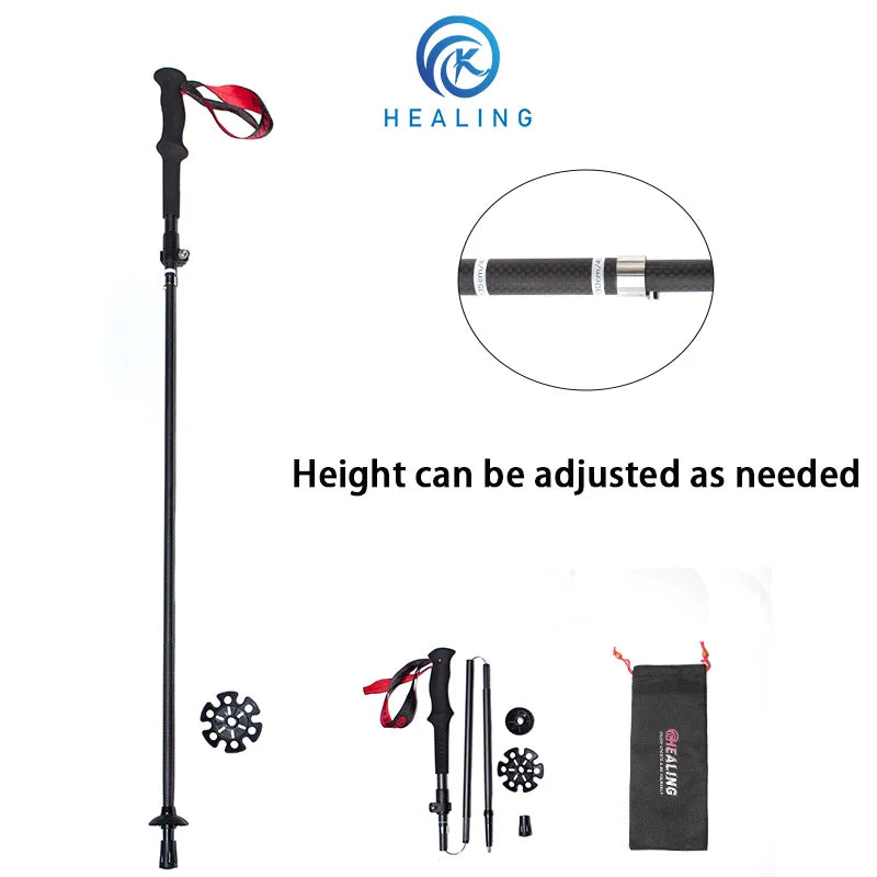 OKHEALING Lightweight Carbon Fiber Telescopic Trekking Poles