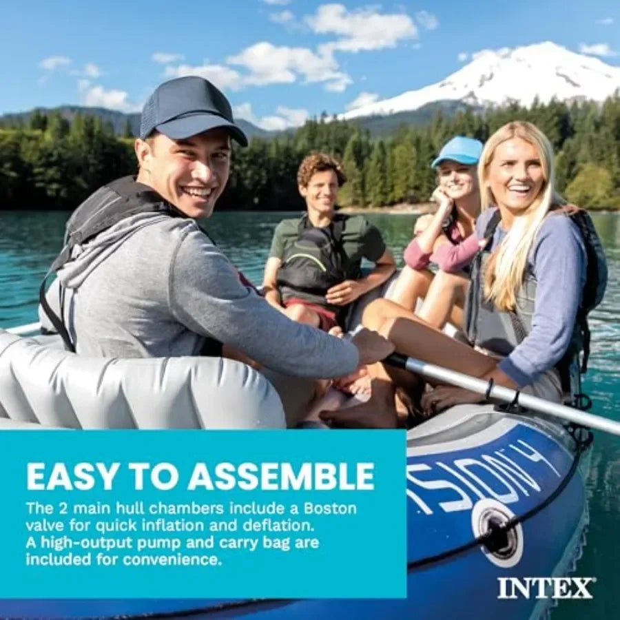 Intex Inflatable Fishing Boat With Oars For Freshwater Use