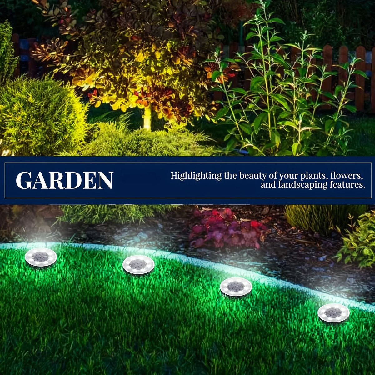 Solar Stainless Steel Ground Lights for Garden Paths and Lawns