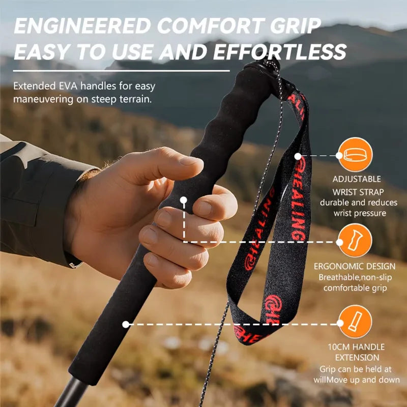 Okhealing Lightweight Five Section Carbon Fiber Trekking Poles