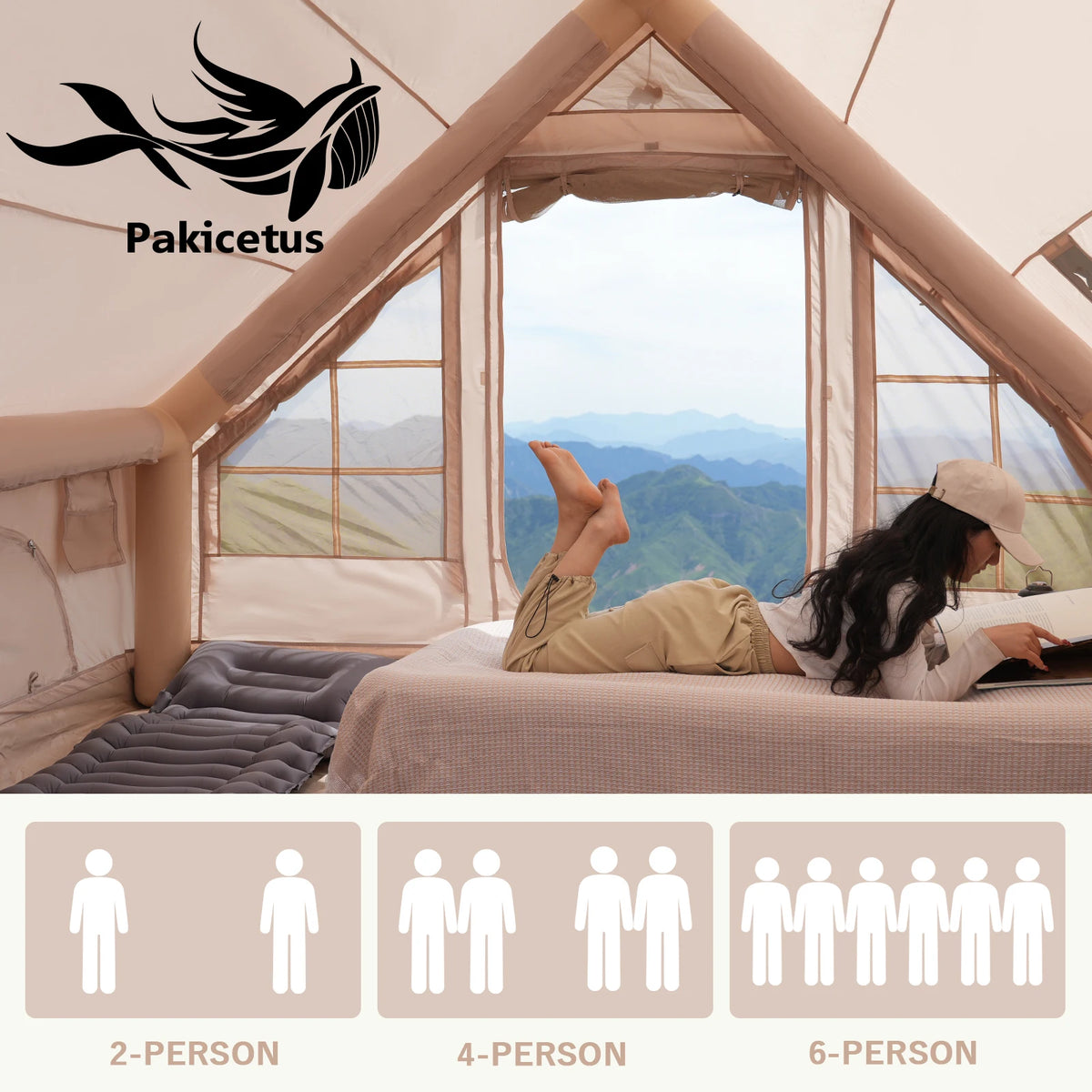 Pakicetus Quick Setup Inflatable Camping Tent Waterproof Hot Tent