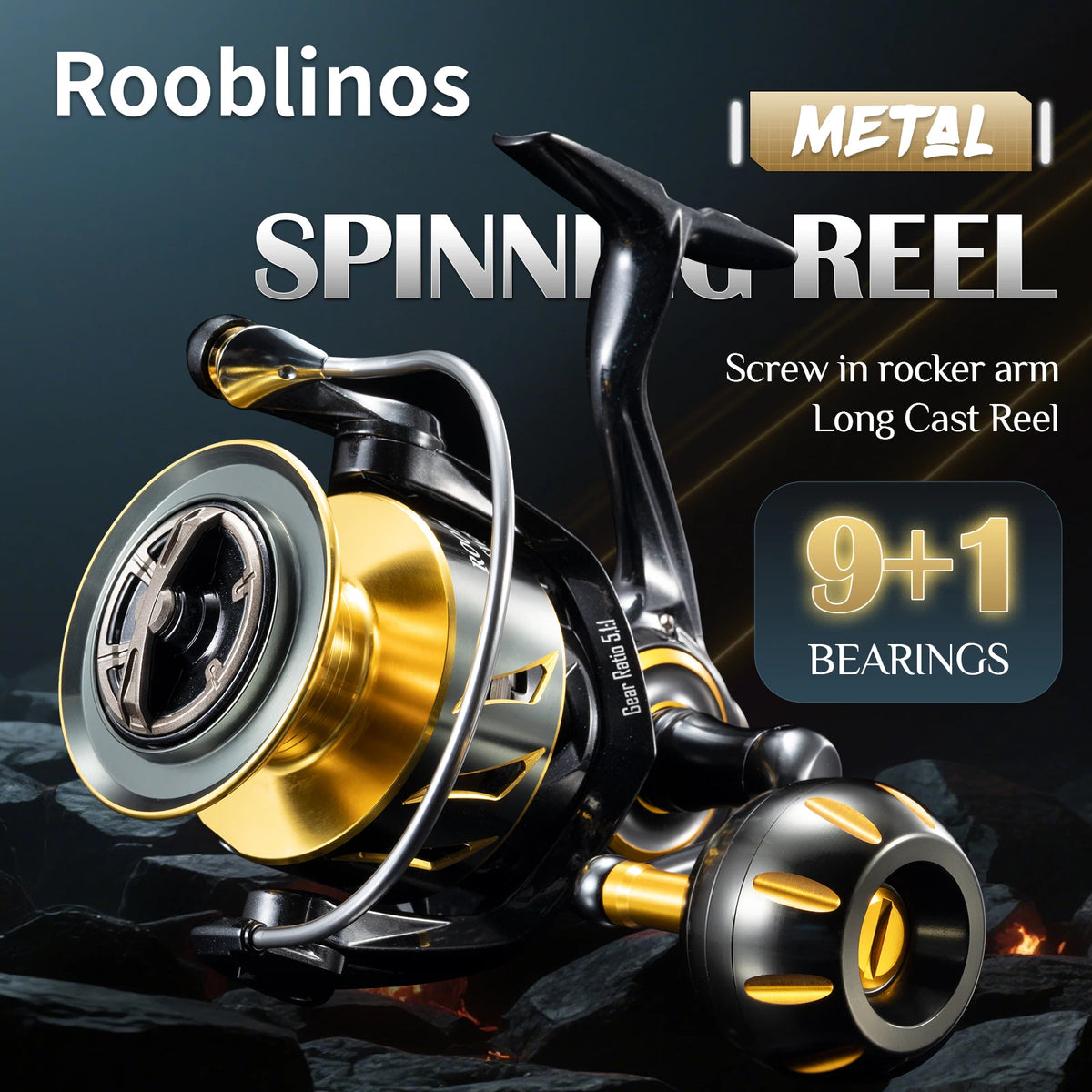 Rooblinos Spinning Reel Ultralight Saltwater Surf Aluminum Fishing Wheel