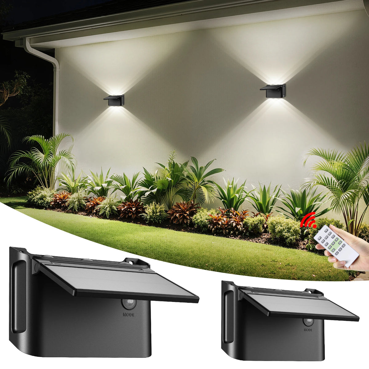 Intelamp Outdoor Solar Wall Lights With Three Color Modes