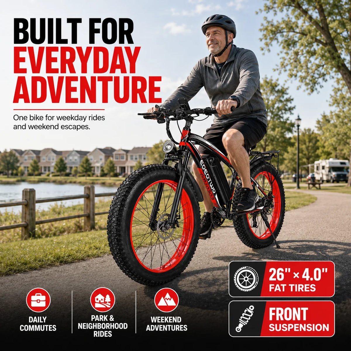 EOEOTWO Fat Tire Electric Bike With 1000W Motor Extended Range