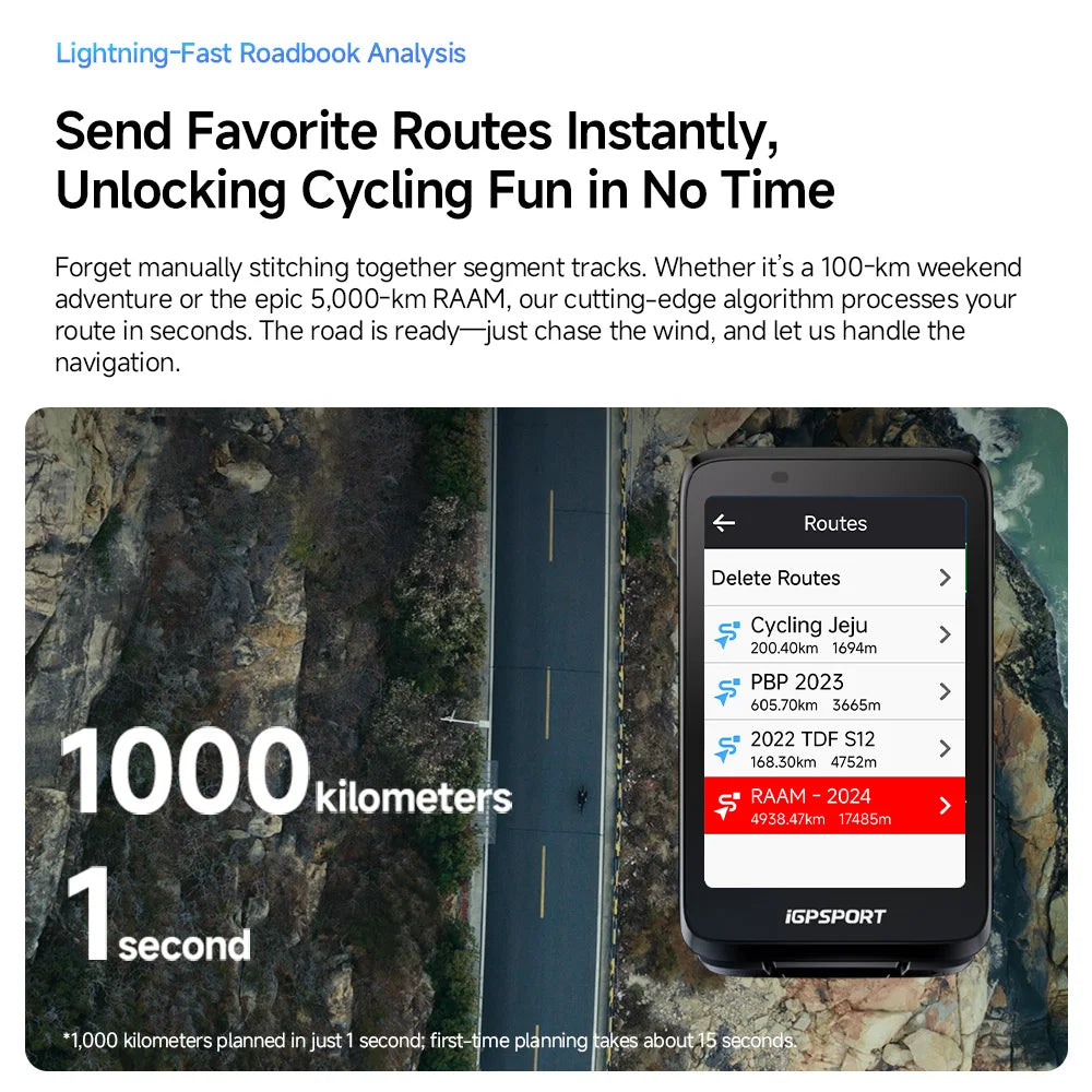 iGPSPORT BiNavi Touchscreen Bike Computer With GPS Map Navigation