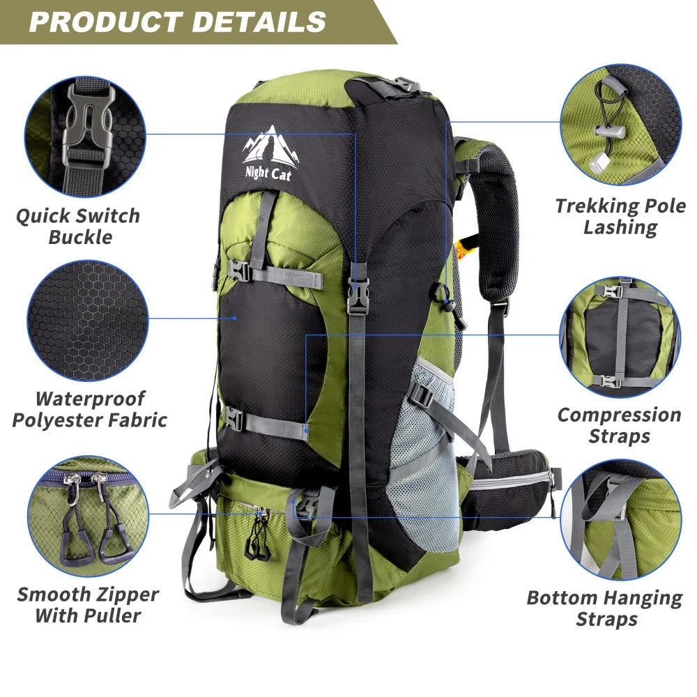 Night Cat Hiking Backpack Lightweight Camping Pack Outdoor Travel Bag