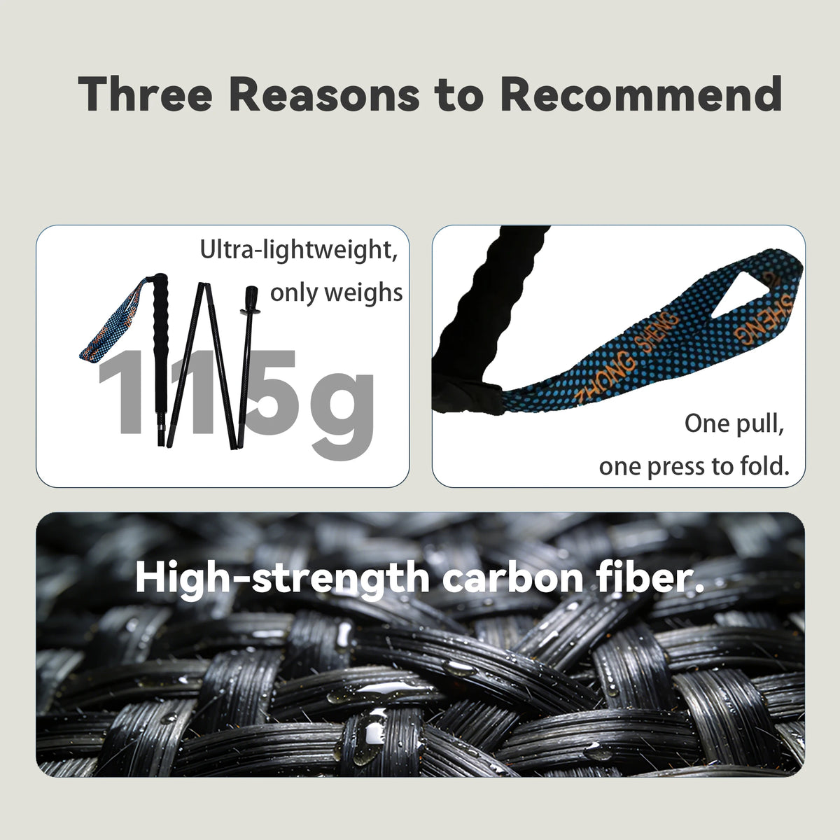 Okhealing Premium Foldable Carbon Fiber Trekking Poles