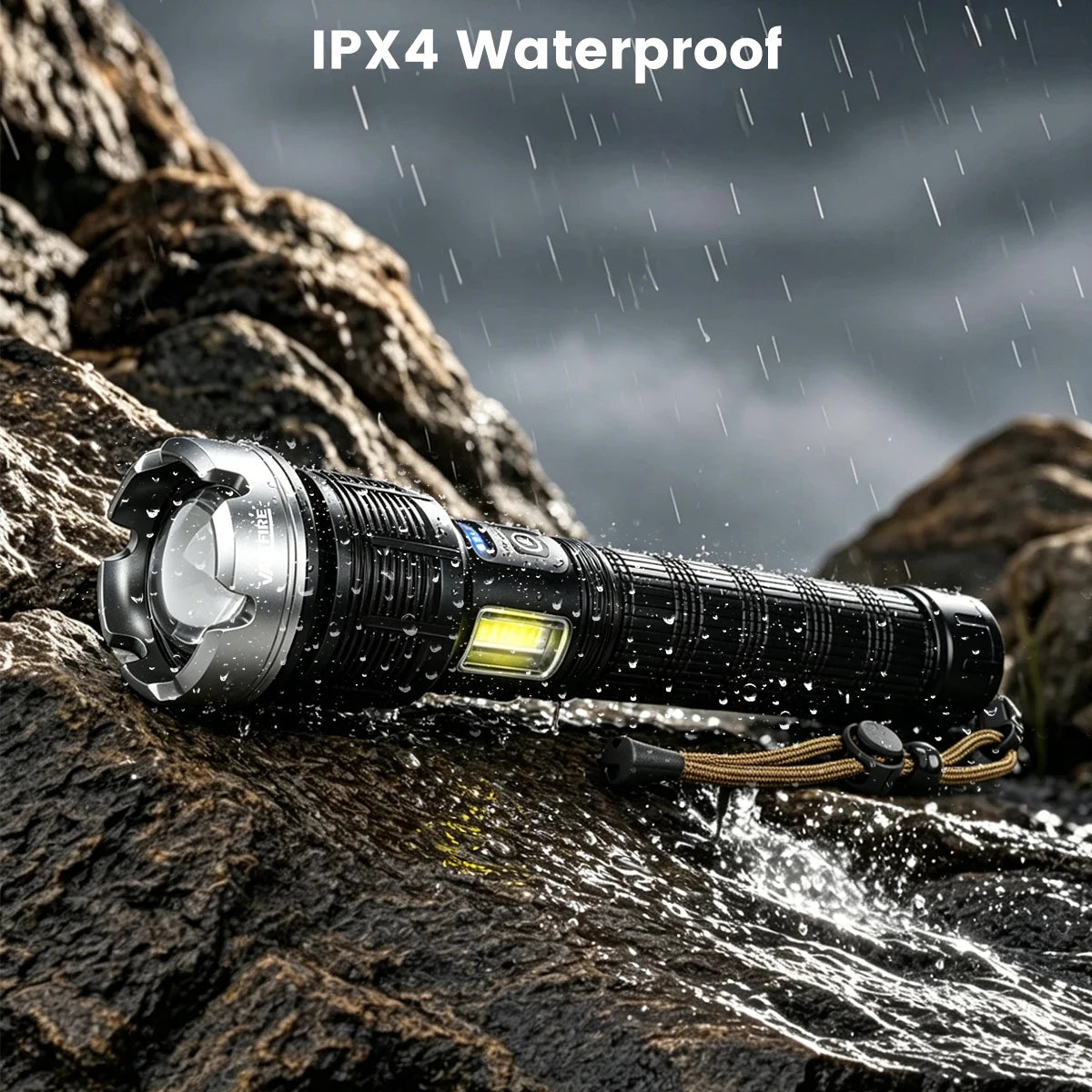 Rechargeable XHP90 LED Flashlight With Zoom And COB Side Lamp