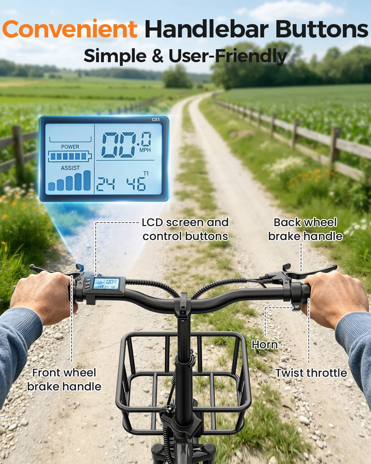 EILLEO SPACEWALK 1200W Peak Electric Trike With Rear Cargo Basket