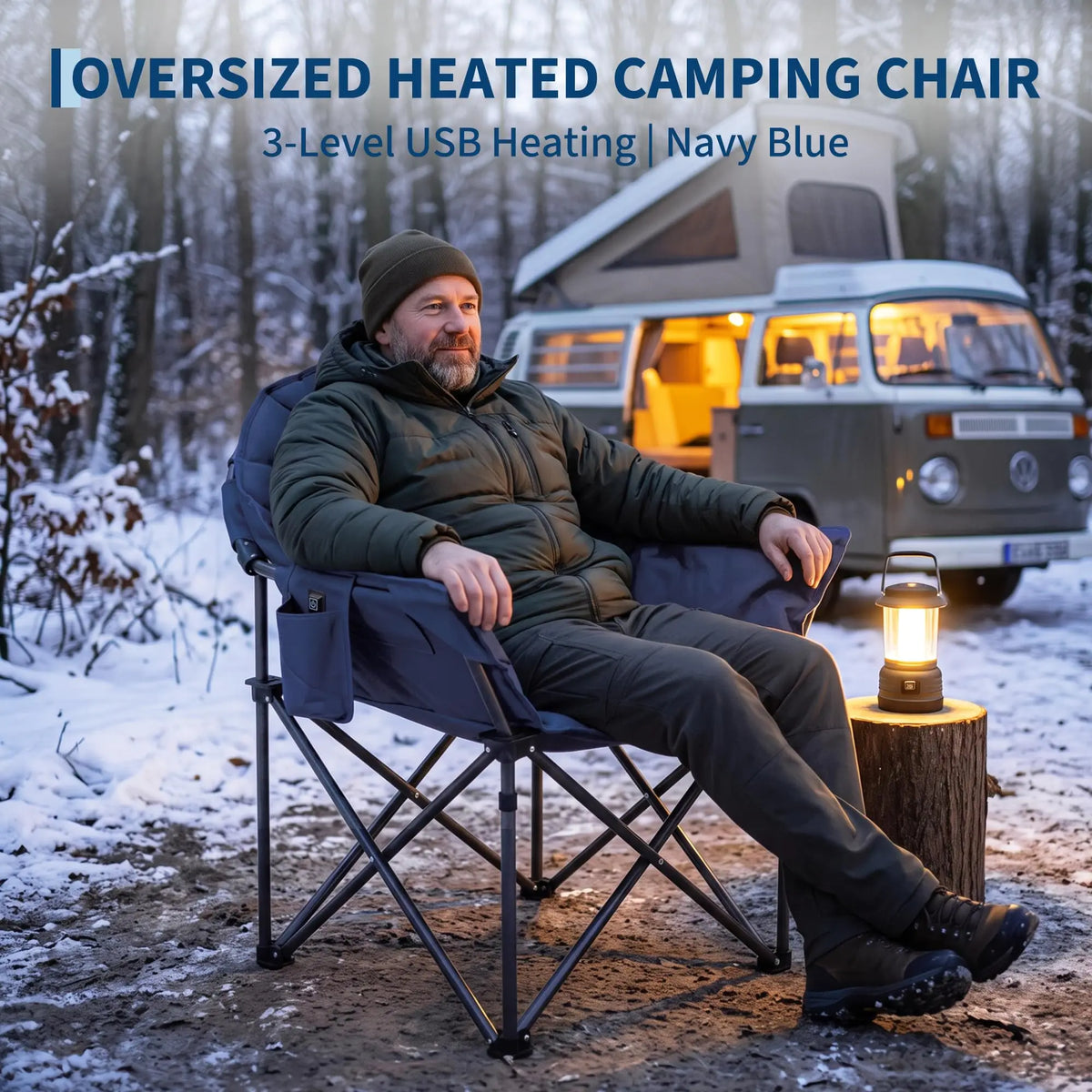 HiMISS Heated High Back Camping Chair With Cup Holder