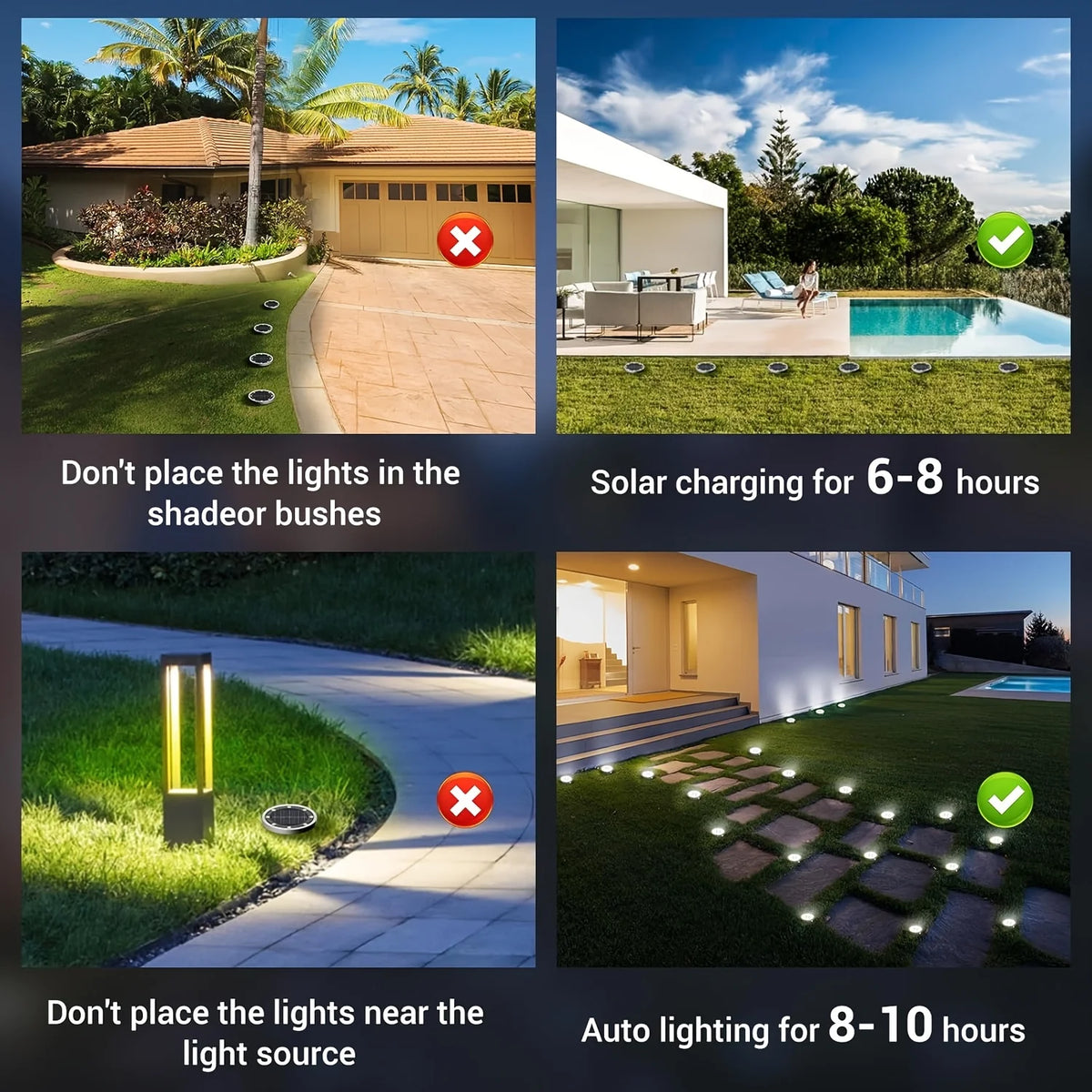 Solar Stainless Steel Ground Lights for Garden Paths and Lawns