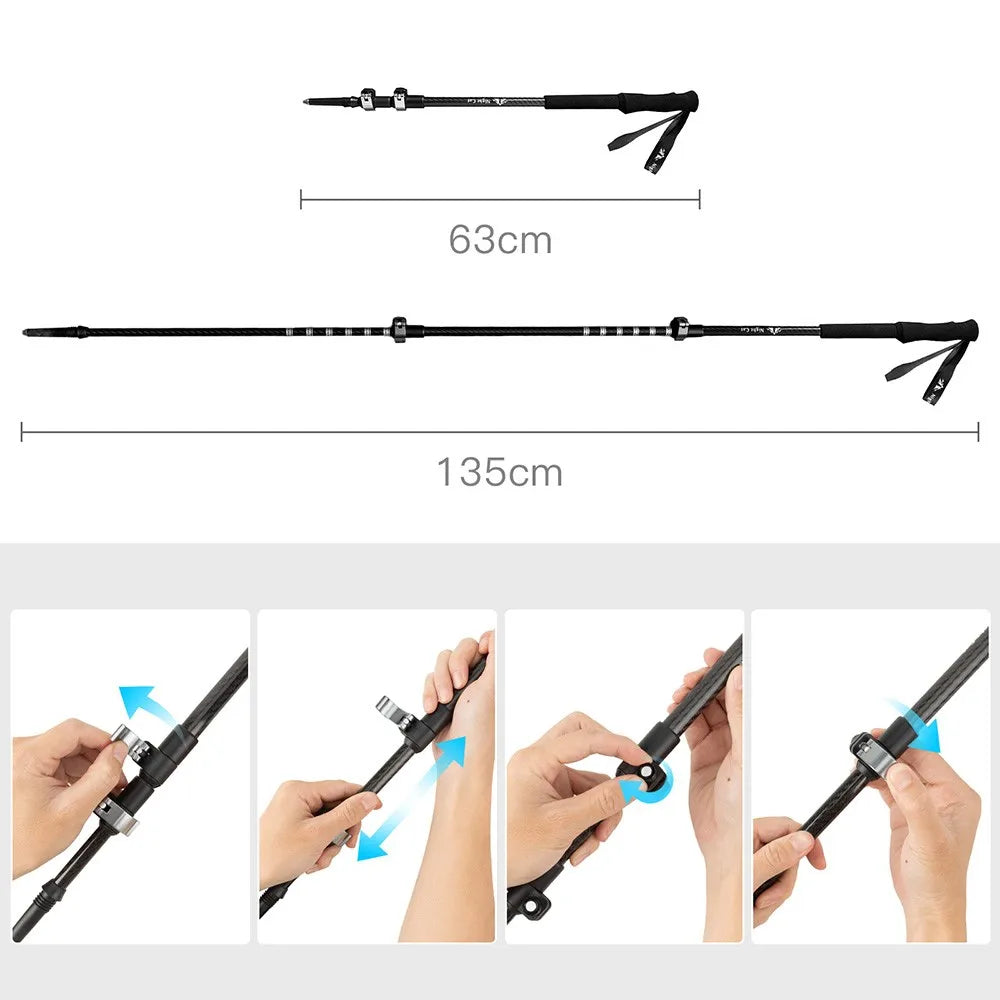 Night Cat Adjustable Collapsible Trekking Pole For Hiking And Camping