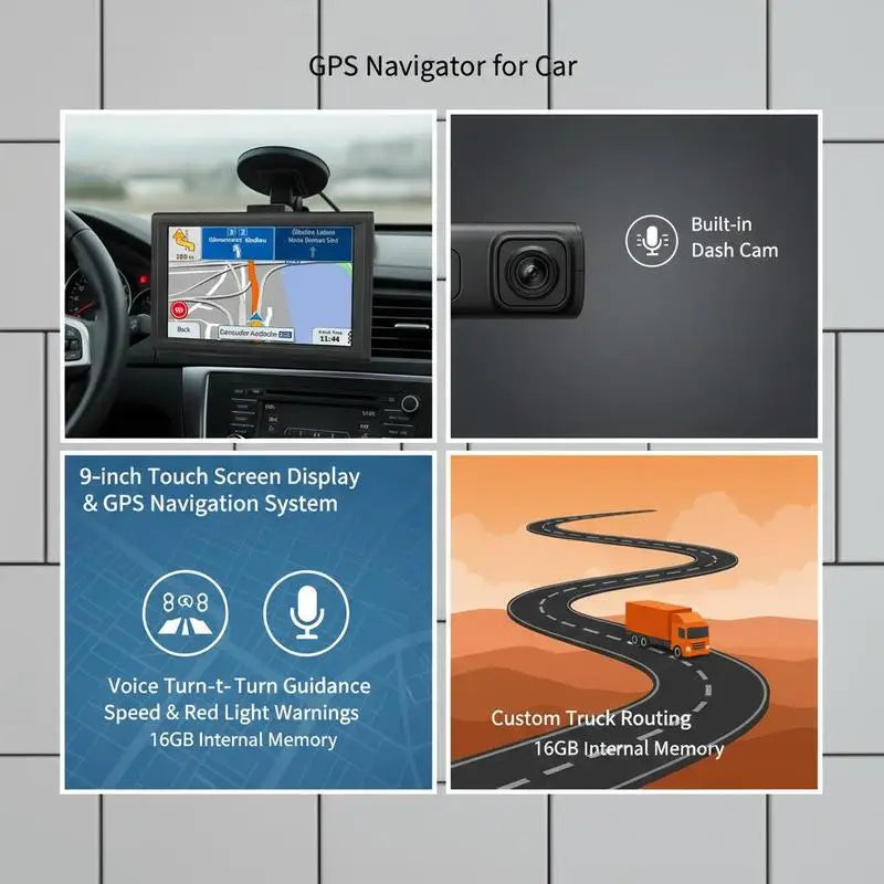 Car GPS Navigation System With Dash Cam And Voice Guidance