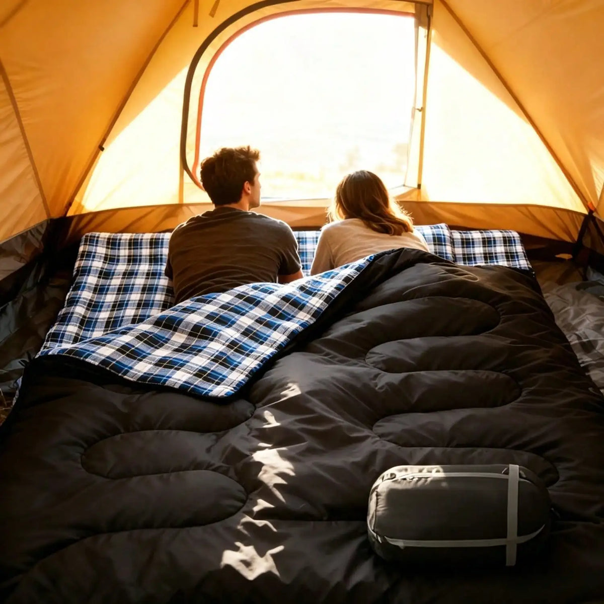 Double Camping Sleeping Bag With Pillows For Cold Weather