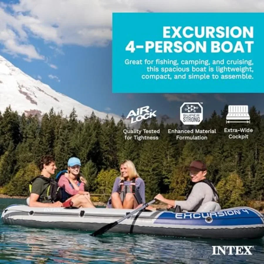 Intex Inflatable Fishing Boat With Oars For Freshwater Use