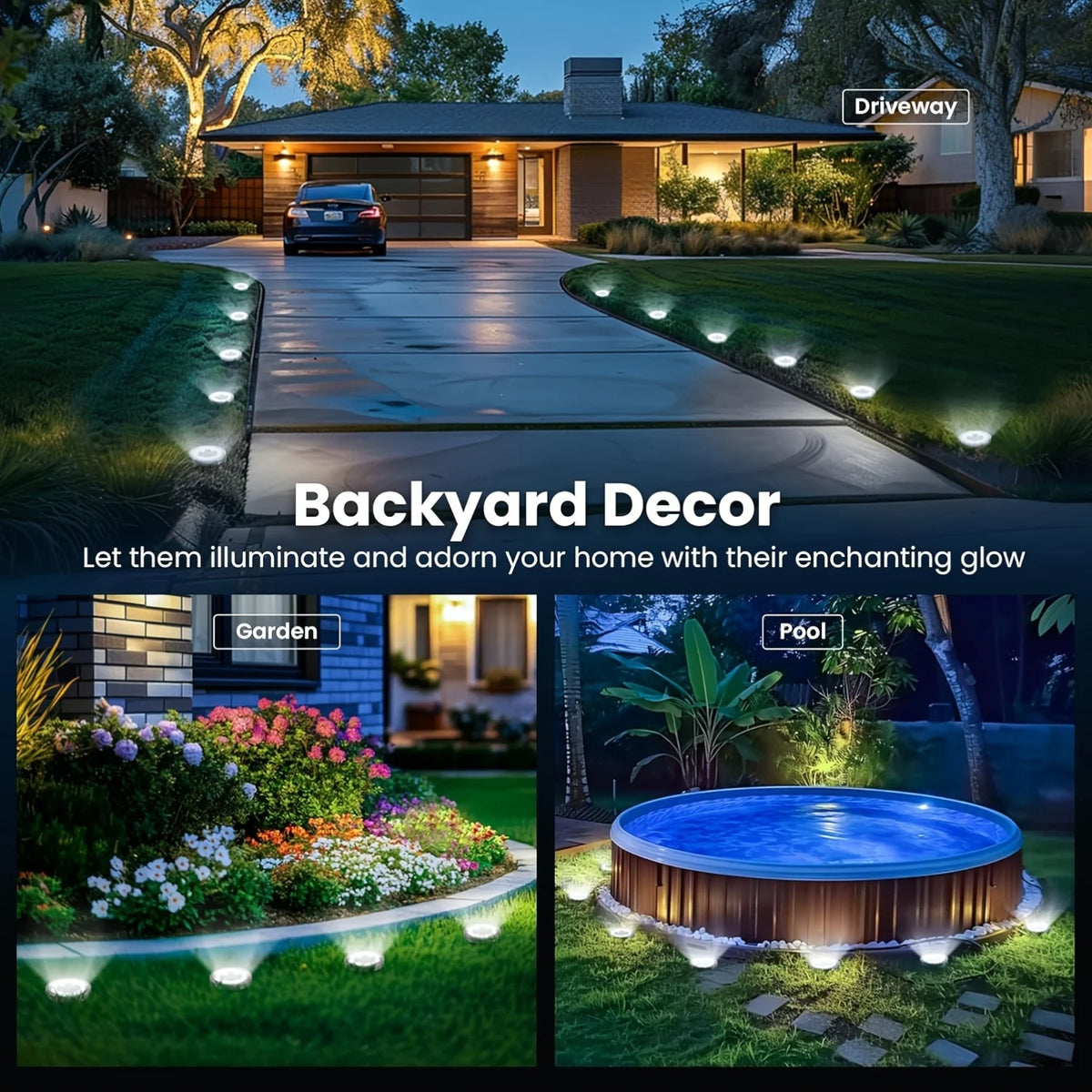 Solar Stainless Steel Ground Lights for Garden Paths and Lawns