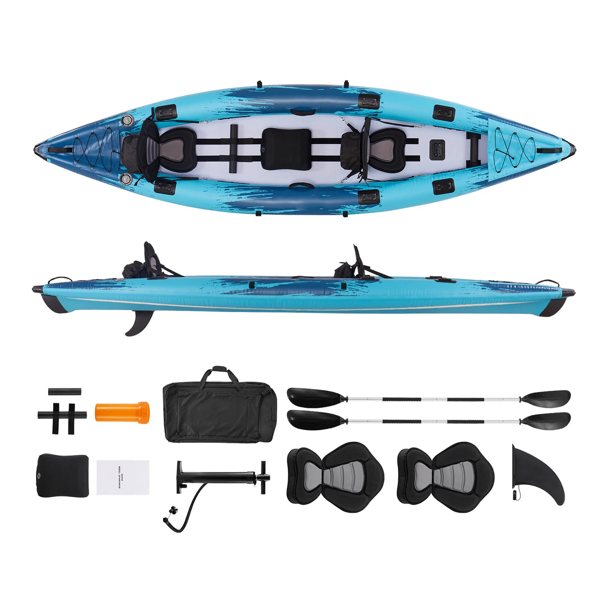 Durable Inflatable Kayak Two Person With Padded Seat For Fishing