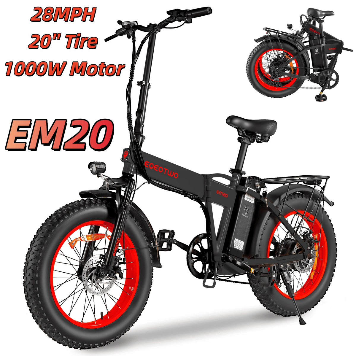 EOEOTWO Fat Tire Electric Bike With 1000W Motor Extended Range