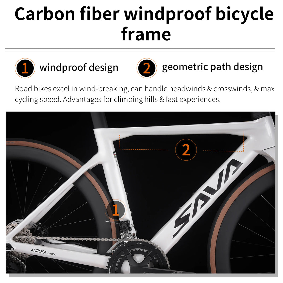 SAVA UCI Certified Carbon Fiber Road Racing Bicycle With Disc Brakes