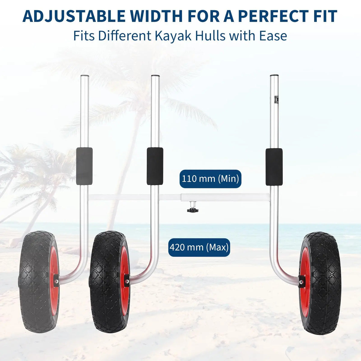 Heavy Duty Aluminum Kayak Cart With Foam Pads And Solid Wheels