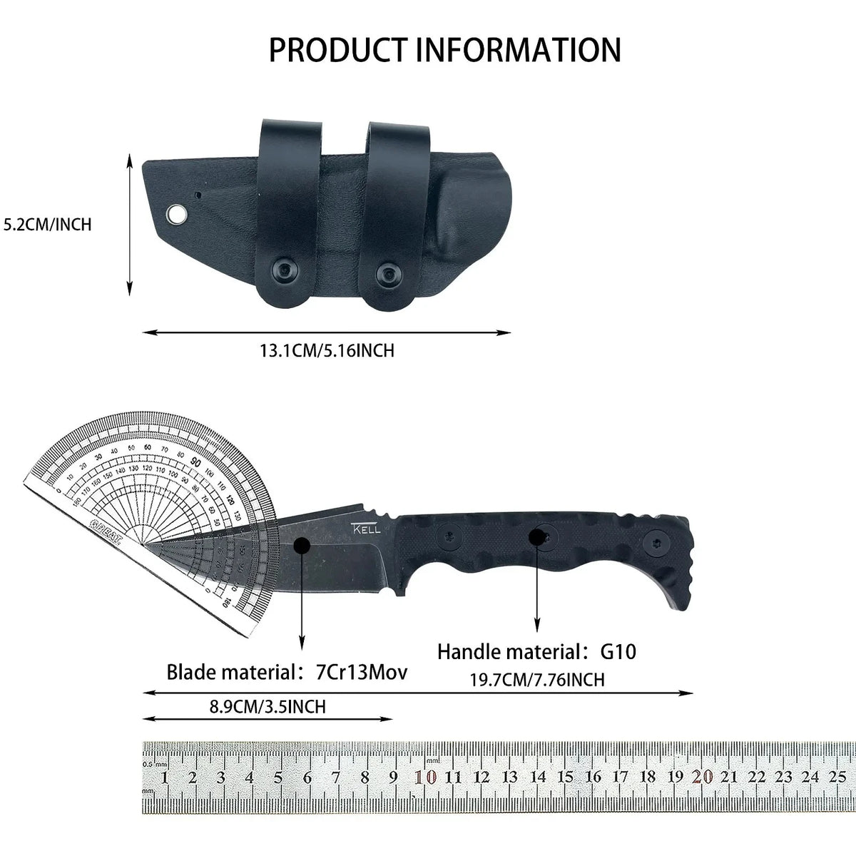 TKELL 003 Stainless Steel Fixed Blade Outdoor Utility Knife
