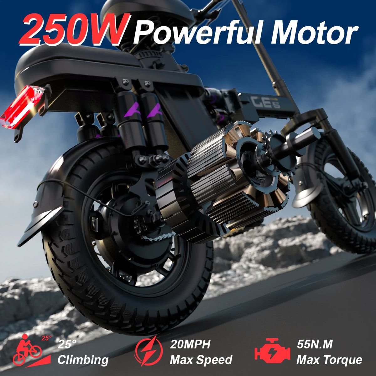 UPlee GE5 Folding Electric Bike With Long Range Battery