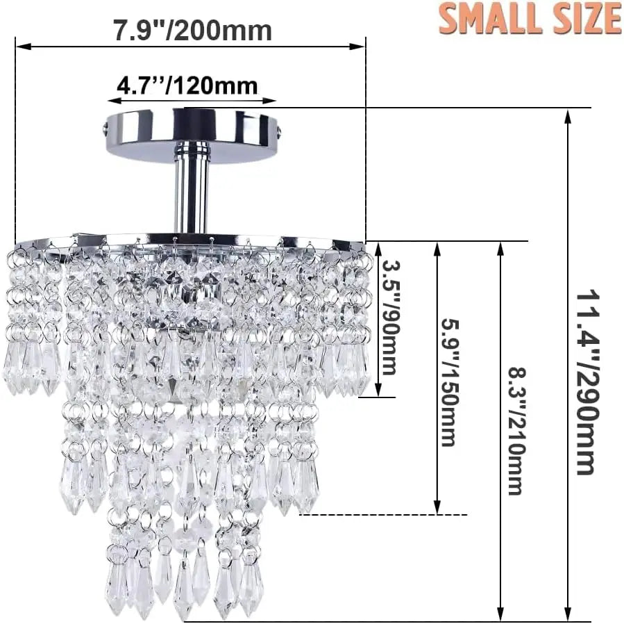 Finktonglan Three Tier Crystal Raindrop LED Ceiling Chandelier