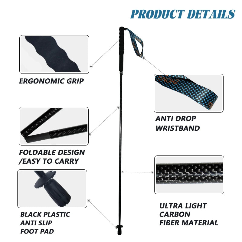 OKHEALING T800 Carbon Fiber Collapsible Hiking Trekking Poles