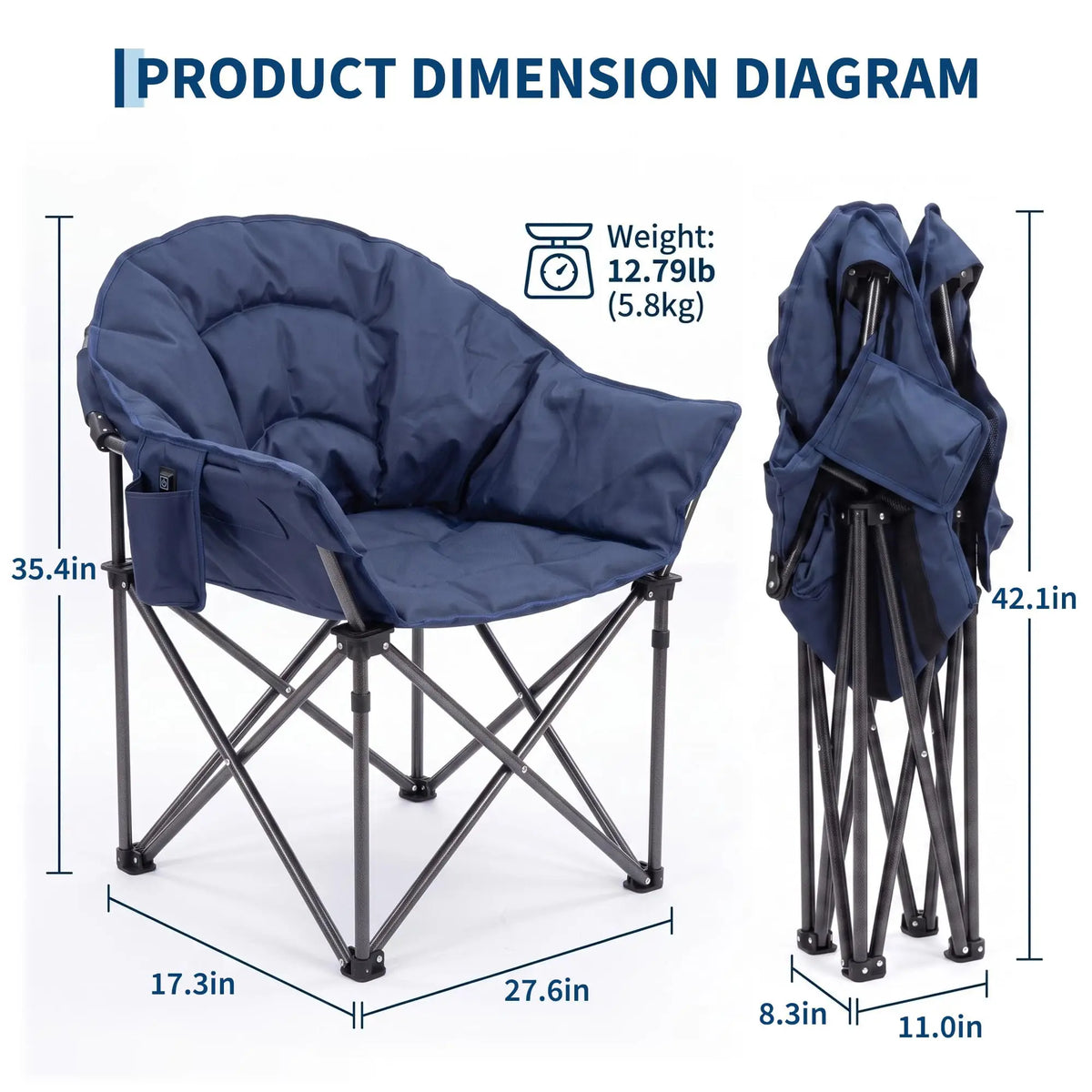 HiMISS Heated High Back Camping Chair With Cup Holder