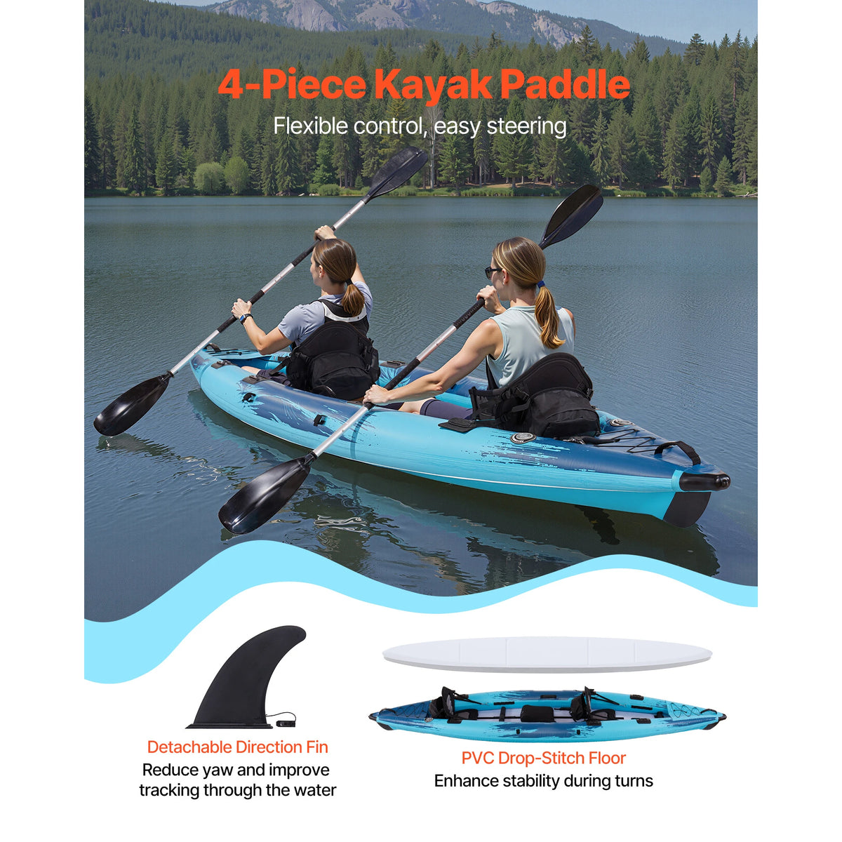 Durable Inflatable Kayak Two Person With Padded Seat For Fishing