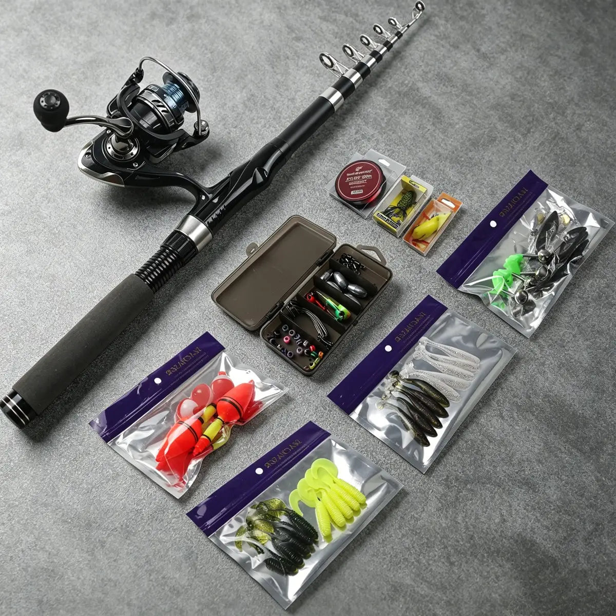Portable Telescopic Fishing Rod And Reel Combo Kit With Lures