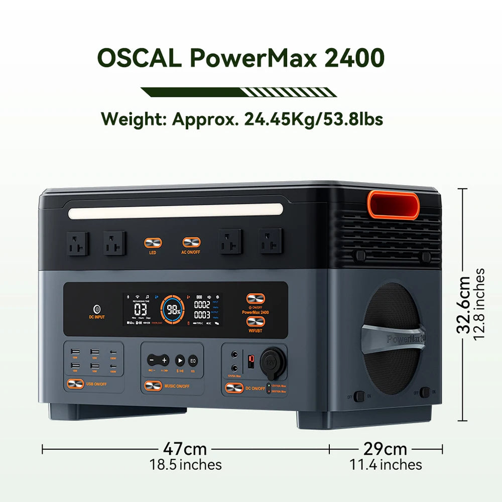 OSCAL 2400W 2048Wh Portable Power Station With LiFePO4 Battery
