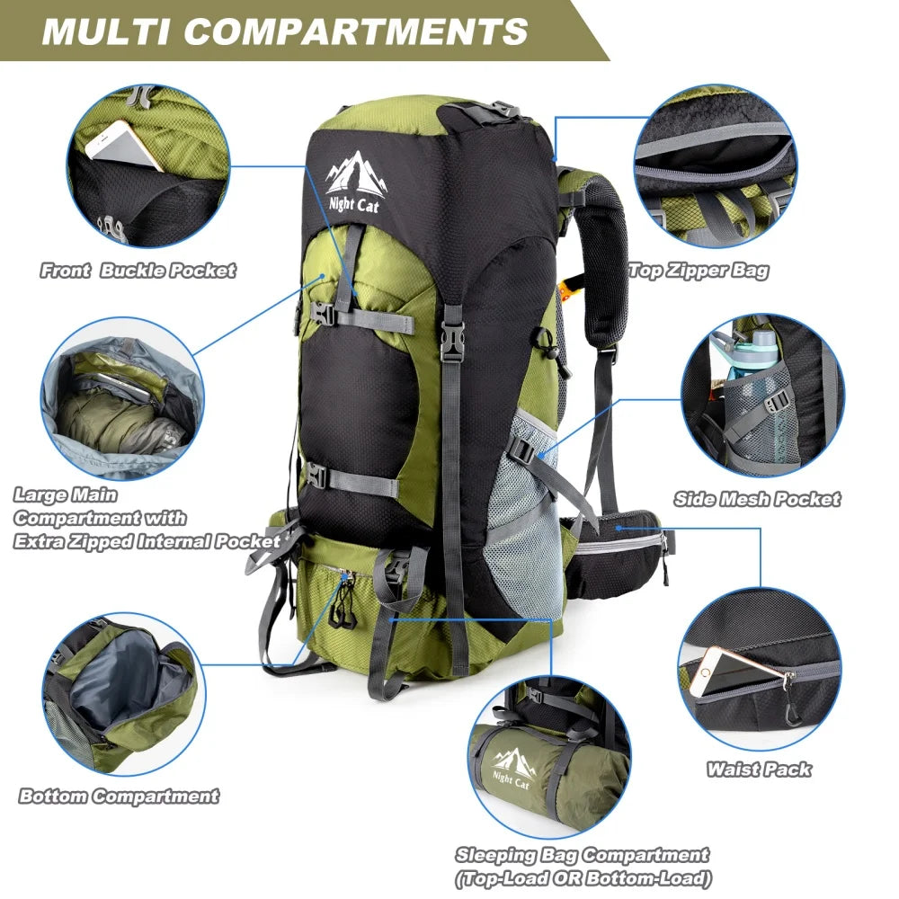 Night Cat Hiking Backpack Lightweight Camping Pack Outdoor Travel Bag