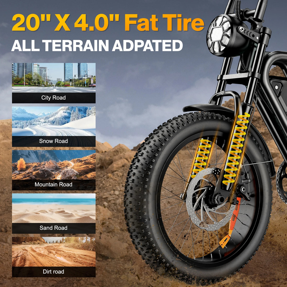 Adult Off Road Electric Fat Tire Mountain Bike 1500W 48V