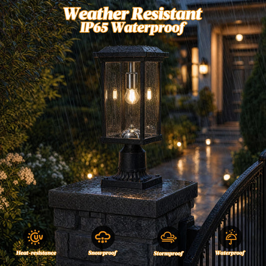 ARLGSITE Solar Post Light With Dusk To Dawn LED Fixture
