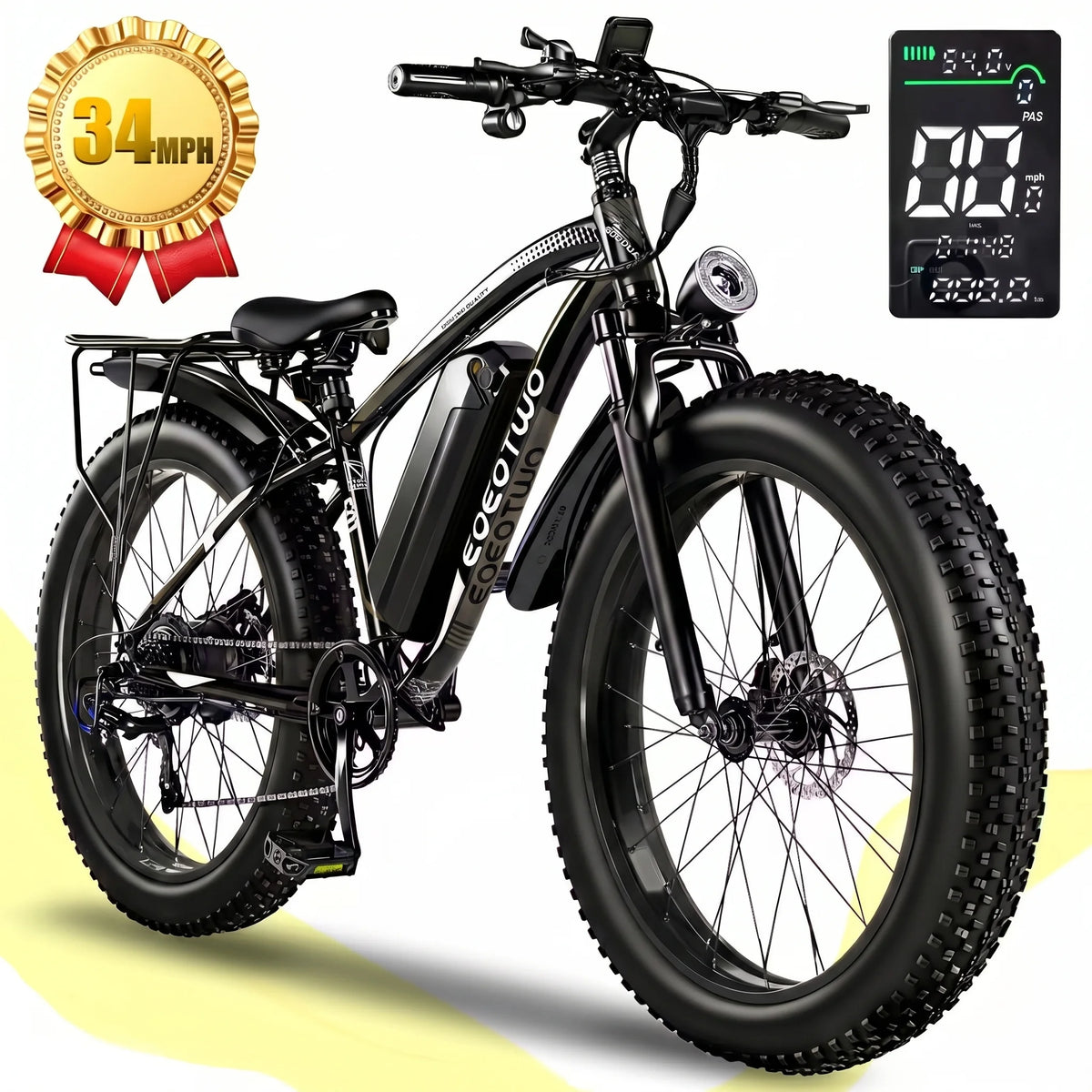 EOEOTWO Fat Tire Electric Bike With 1000W Motor Extended Range